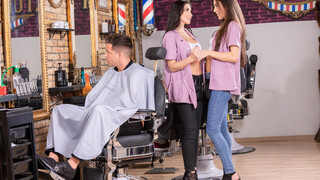 Big Tits, Brunette Beauties in a Salon Orgy - наслаждайся лучшим порно на ONE-PORN.COM